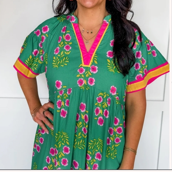 Spring Green Floral Midi Dress-NWT - Picture 7 of 8